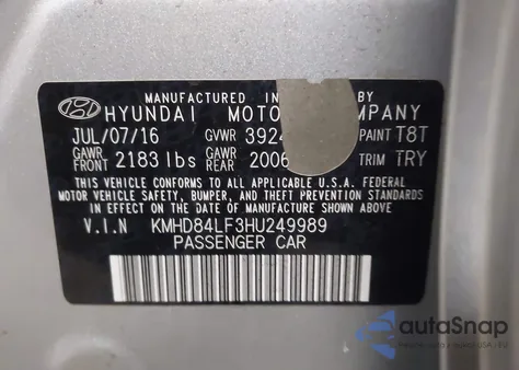 2017 Hyundai Elantra Value Edition from USA, damaged, VIN KMHD84LF3HU249989